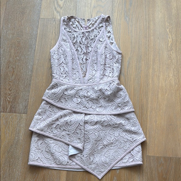 BCBGMaxAzria Dresses & Skirts - BCBGMaxAzria Hannah Lace Layered Mini Dress in Pink Mauve Lavendar shade